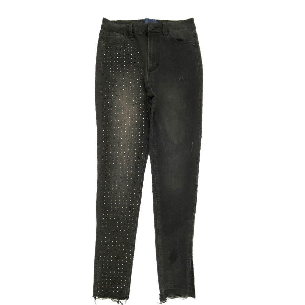 Rachel by Rachel Roy Skinny Distressed Raw Hem Studs Women's size 28 Black Jeans